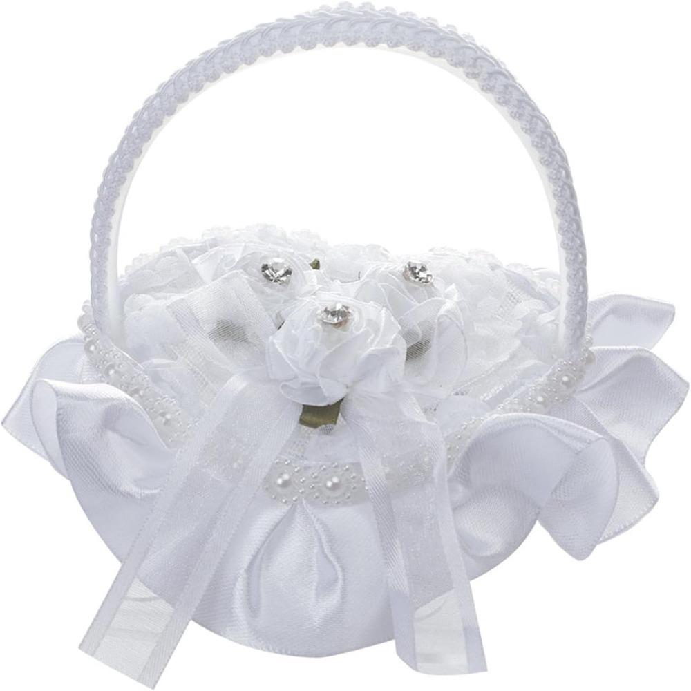 4.33x3.94in. Ring Pillow Heart Shape Flower Basket Romantic Wedding Ring Pillow Wedding Ceremony