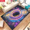 Neon Black Hole Lotus Rug, Galaxy Space Non-slip Carpet for Living Room Game Room Bedroom, Aesthetic Floral Floor Mat Home Decor