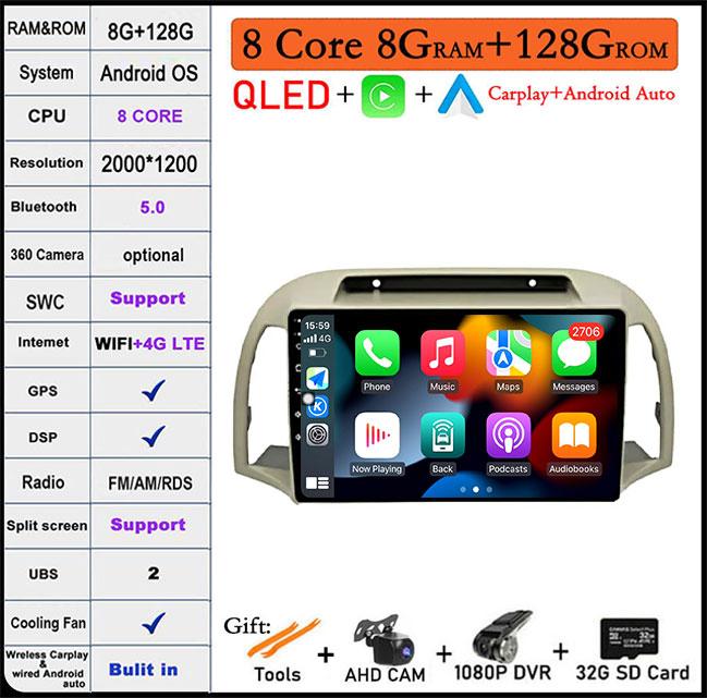 QLED Screen DSP For Nissan March 2002 - 2010 Android 14 Car Radio GPS Multimedia Video Player Stereo Navigation