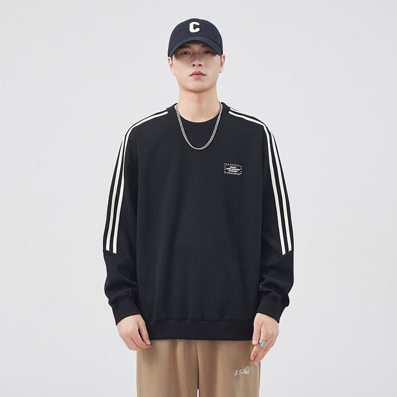 Американский тяжелый полосатый свитер с круглым вырезом для мужчин — фото 5