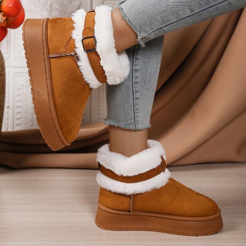 Fashion Fur All-in-One Winter Northeast Snow Boots Women's Round Toe Warm Thickened New Platform Cotton Shoes with Suede