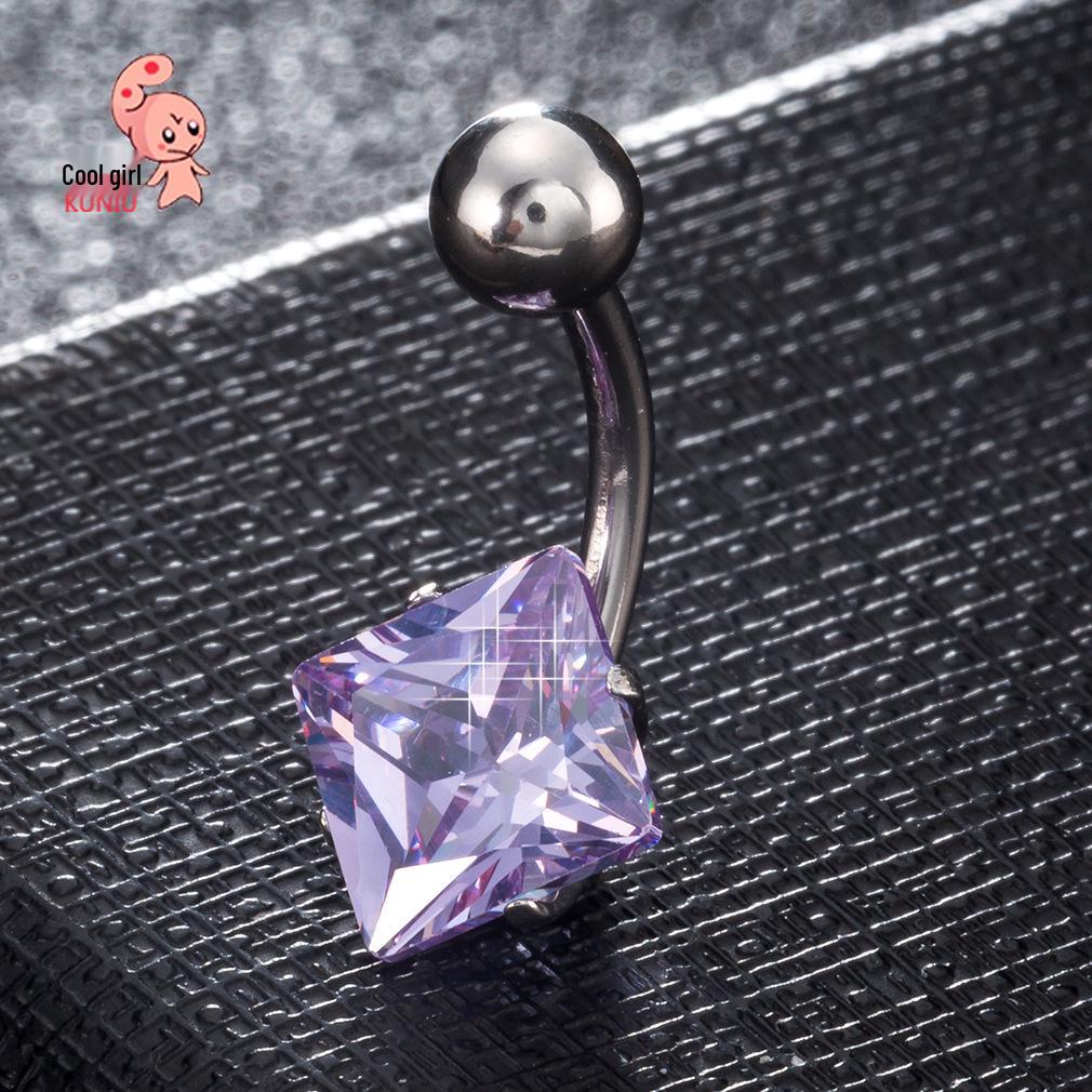

Rhombus Belly Button Ring - Fashionable Navel Jewelry with Unique Personality Design