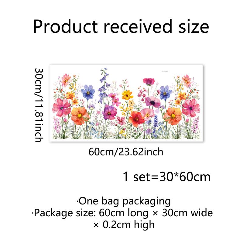 Double-Sided Static Cling Window Decal, Hand-Painted Floral Design, Removable PVC Sticker for Glass, Walls, Smooth Surfaces, Perfect for Room Decor
