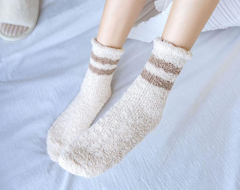 Next Grants Fluffy Room Solid Colors with Cute and Stylish for Cold Loose Pastel Socks Women's Socks, Stripes, Winter, Protection, Anti-Slip,