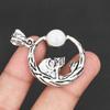 925 Sterling Silver Crescent Moon Skull Pendant for Men & Women Witchy Boho Jewelry with Rainbow Moonstone Gemstone