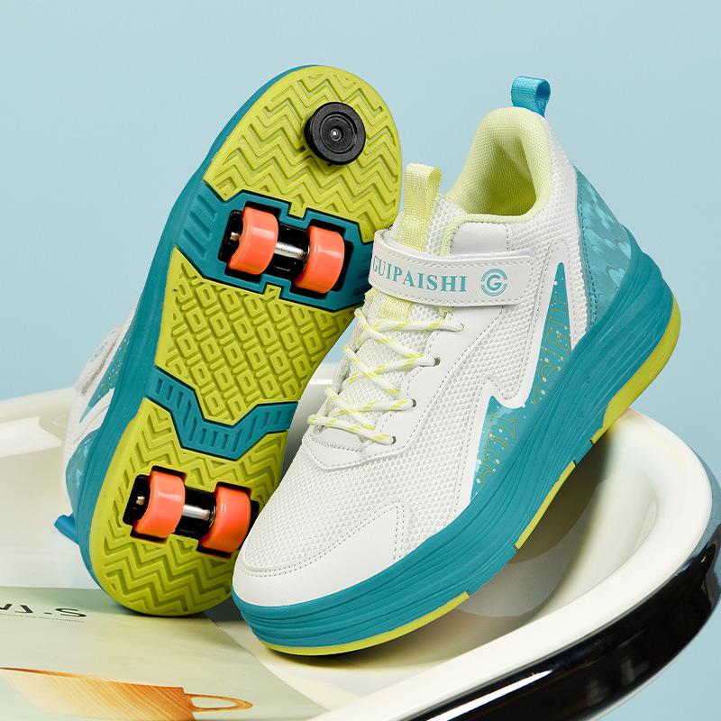 Nowe ulepszone sznurowadła Runaway, hamulce, buty Runaway dla chłopców, kółka do butów dla dziewcząt, kółka do butów, cztery kółka, podwójne kółka z kółkami