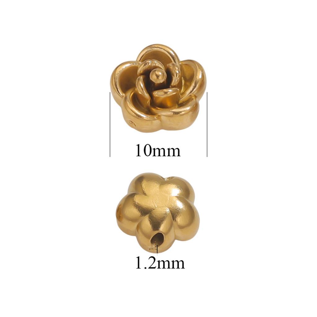 5 Piece 304 Stainless Steel Beads For DIY Jewelry Making Rose Flower 3D Charms Gold/Silver Plated bead Bracelet Necklace Finding