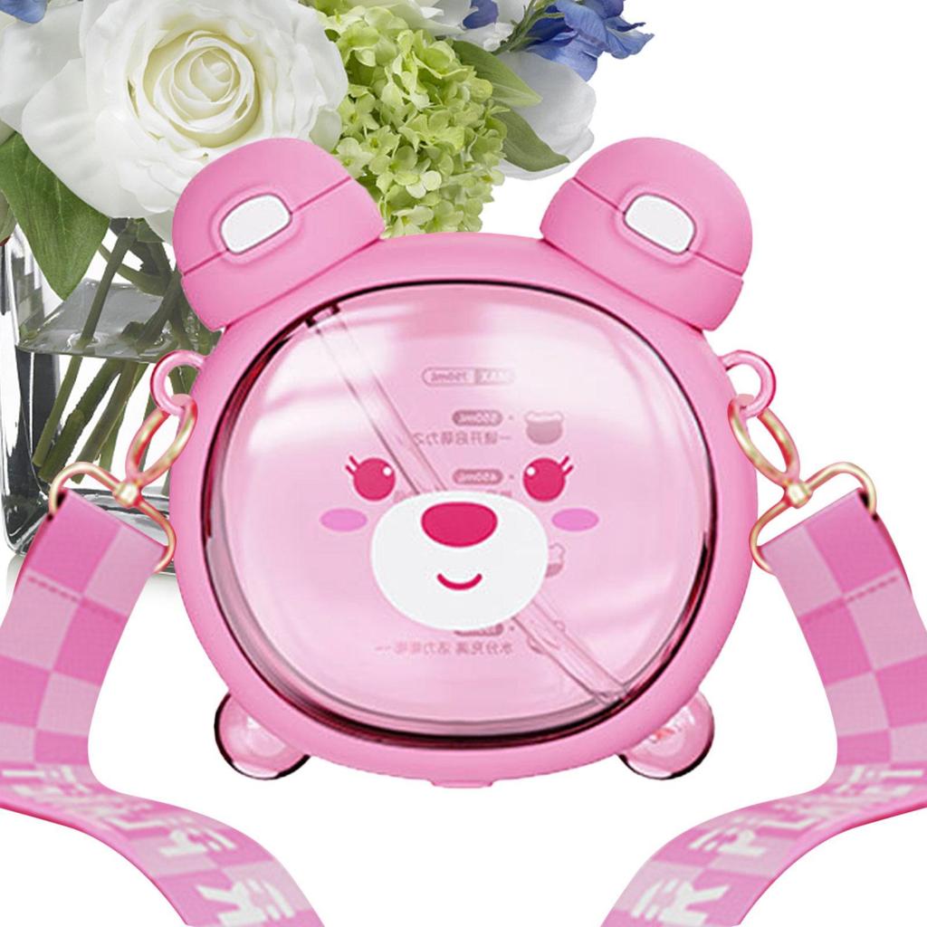 Großes Fassungsvermögen 750ml Niedlicher Bären-Wasserkocher Becher mit Strohhalm Sommer Silikon-Strohhalm Trinkbecher Kinder Wasserbecher Für die Schule