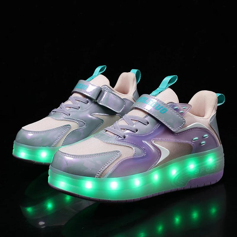 New Roller Skates with Lights Detachable Multi-functional Wheel Shoes Student Street Roller Skates Sports Shoes