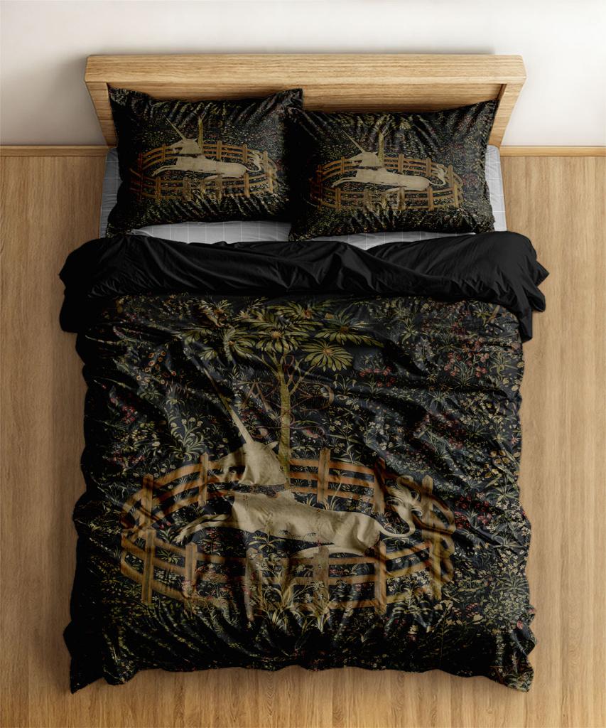 Unicorn in Grove Medieval Duvet Cover Set EU Single Double King US Twin Full Queen Size  Bedclothes