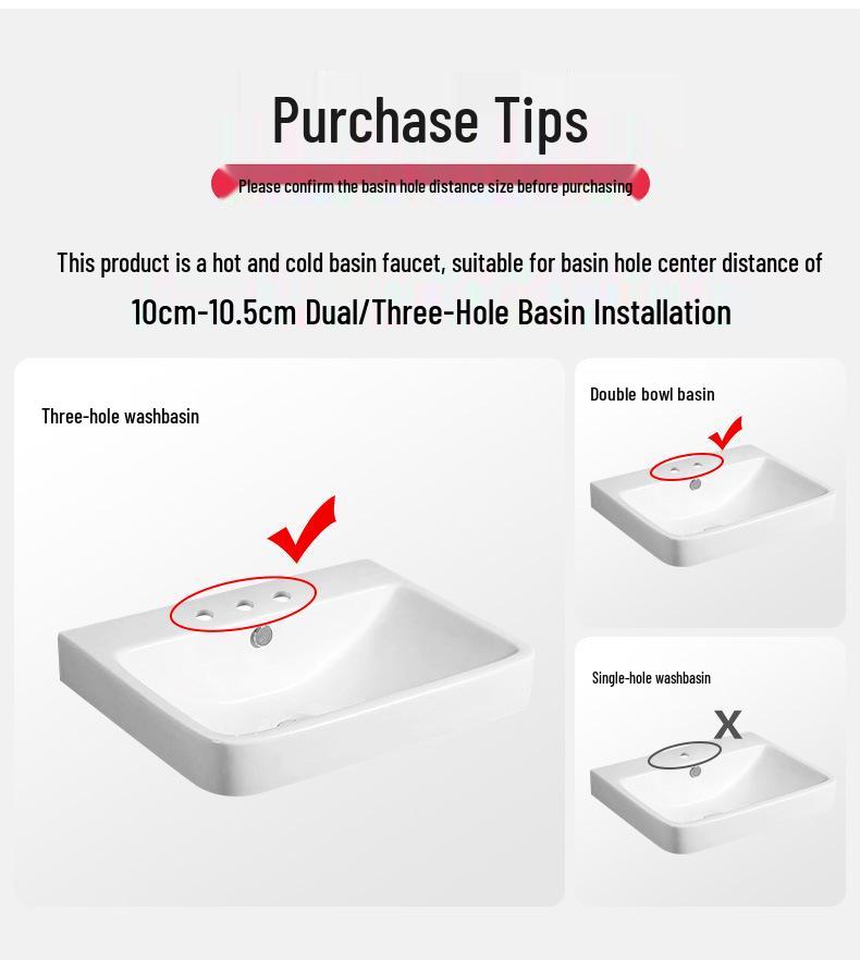 Modern Minimalist Double-Hole Copper Faucet for Bathroom Basin