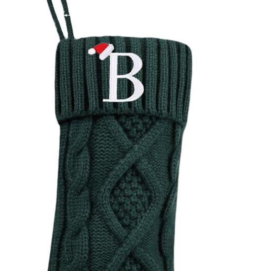 Christmas Stockings with Initials 18" Large Embroidered Monogram Knit Christmas Stocking Holiday Family Stocking for Fireplace Party Decoration