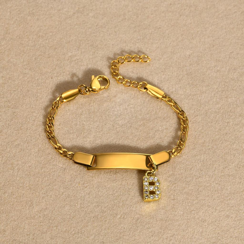 Stainless Steel Children'S Bracelet, Women'S Fashion 26 English Alphabet Jewelry, Simple Jewelry 798