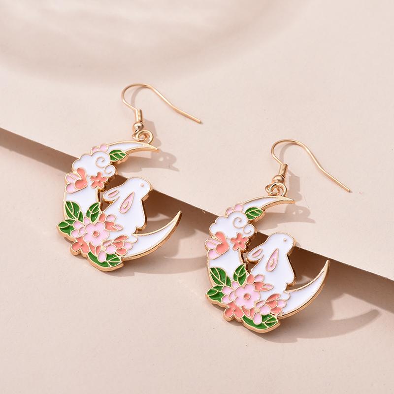 Trendy Cute Animal Drop Dangle Earrings For Women Girls Cat Rabbit Koi Dragon Colorful Enamel Golor Color Earrings Pendientes