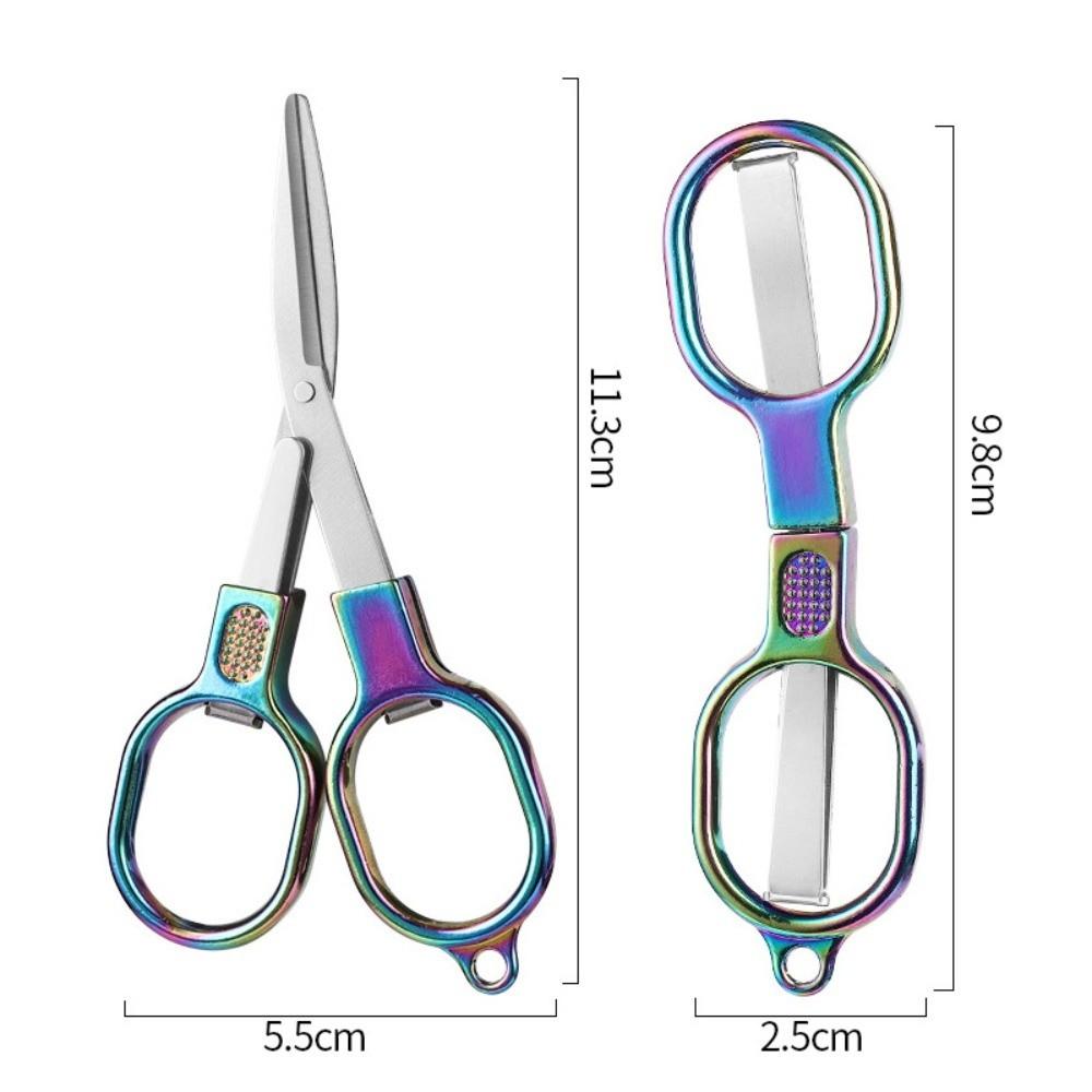 Portable Folding Scissors Rainbow Colored Stainless Steel Fishing Line Cutter Polished Blade Multifunctional Scissors Hand Tool