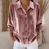 Women's Velvet Shirt with Lapel Collar In Multiple Colors