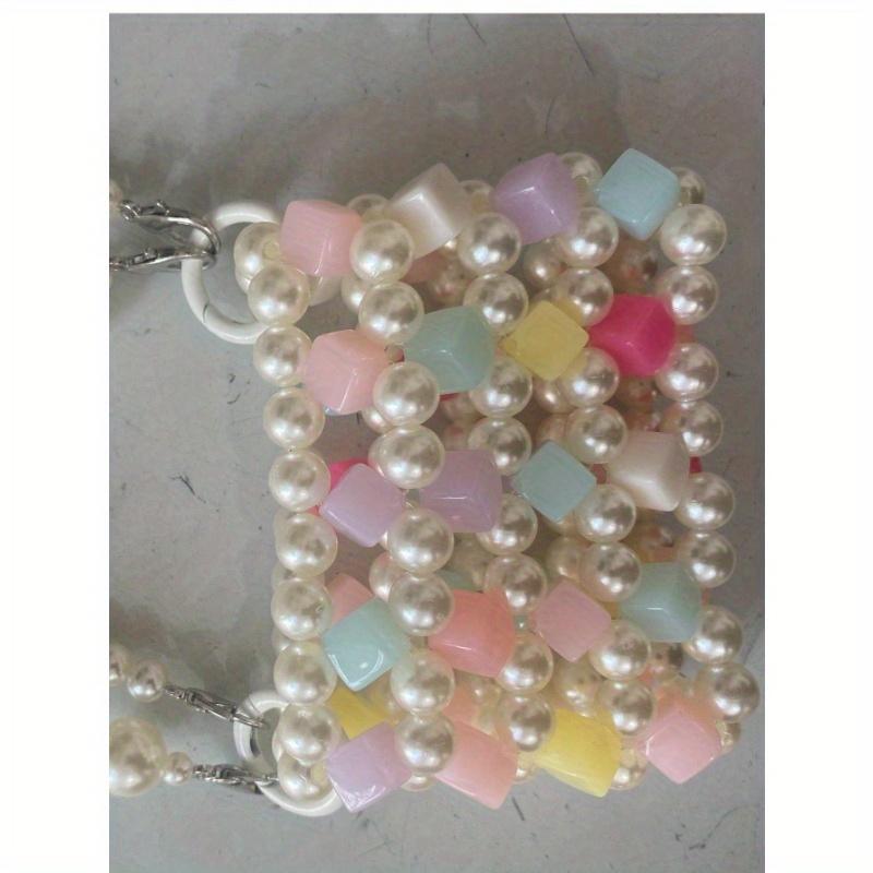 Mini Heart-Shaped Bead Square Bag With Color Matching Fashion, 1 Fashionable Colorful Heart-Shaped Bead Square Bag, DIY Hand Woven Bead