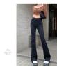 High-Waisted Blue-Gray Micro-Flare Jeans for Petite Women - 2025 Autumn Slimming Bell-Bottom Design