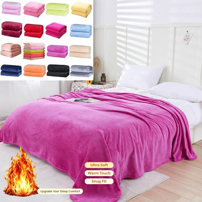 Einfarbige Decke, Korallenfleece, Dicke Flanell-Nap-Decke, Einzel- und Doppelbettdecke, Sofadecke