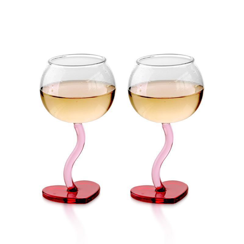Heart-Shaped Wine Glasses Set of 4 White/Red Wine Goblets for Home Use Creative High-Aesthetic Design Ideal for Daily Drinking A
