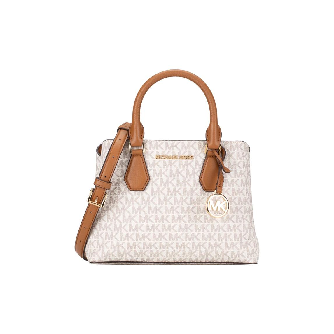 

Michael Kors Mk Camille Vintage Floral Logo Zip Closure Leather Handbag Women handbag White 30F9GCAS1B-149 Basic Set (Bag+Dust Bag)