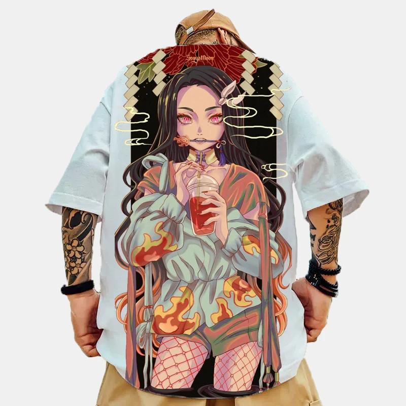 Fashionable Men's T-shirt, Anime Girl 3D Printed Short Sleeved, Street Trend Hip-hop Oversized Harajuku Men's Clothing Top