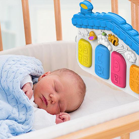 Baby Play Mat with Hanging Rattle Toy Light & Music Crawling Mat Kids Activity Gym Fitness Play Piano Game Blanket Early Educational Musical