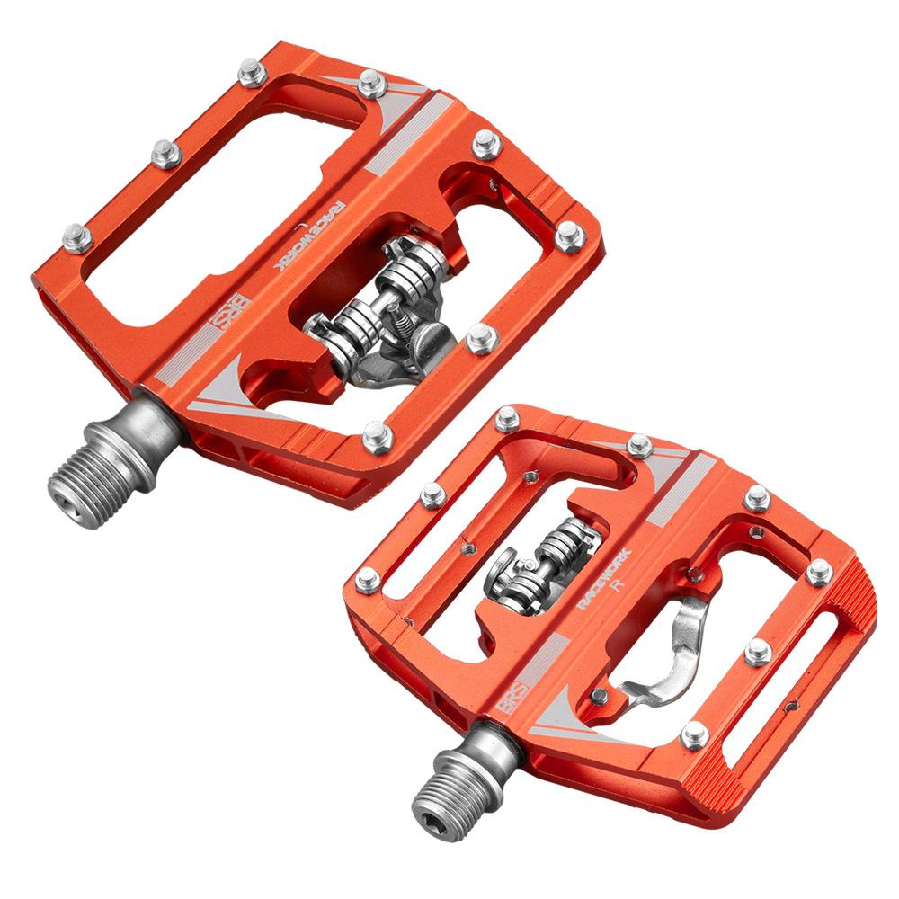 RACEWORK MTB Clipless Pedal Set Single Side Clip Compact Double Function Power Meter Pedalen Platform Mountain Bike Pedals