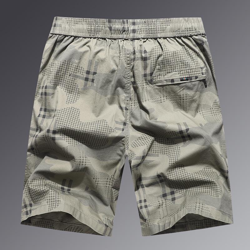 Men's Camouflage Bermuda Shorts with Zipper Pockets, Lightweight Casual Beach Pants, Loose Fit
