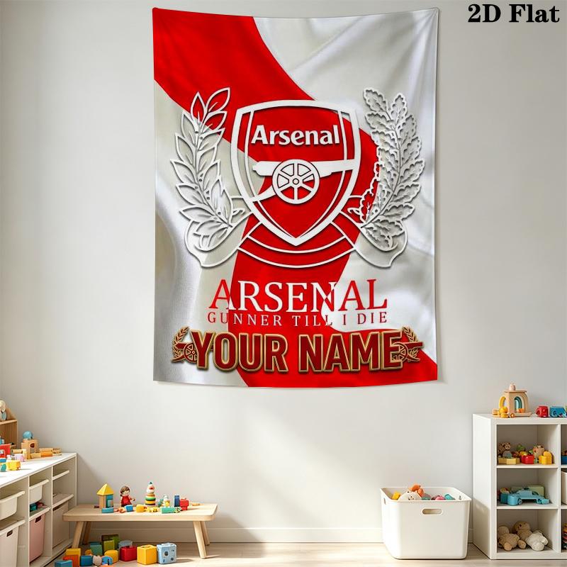 Custom Name Arsenal Wall Tapestry Aesthetic Wall Hanging Printed Fabric Blanket Decorative Tapestries for Bedroom Living Room Home Decor