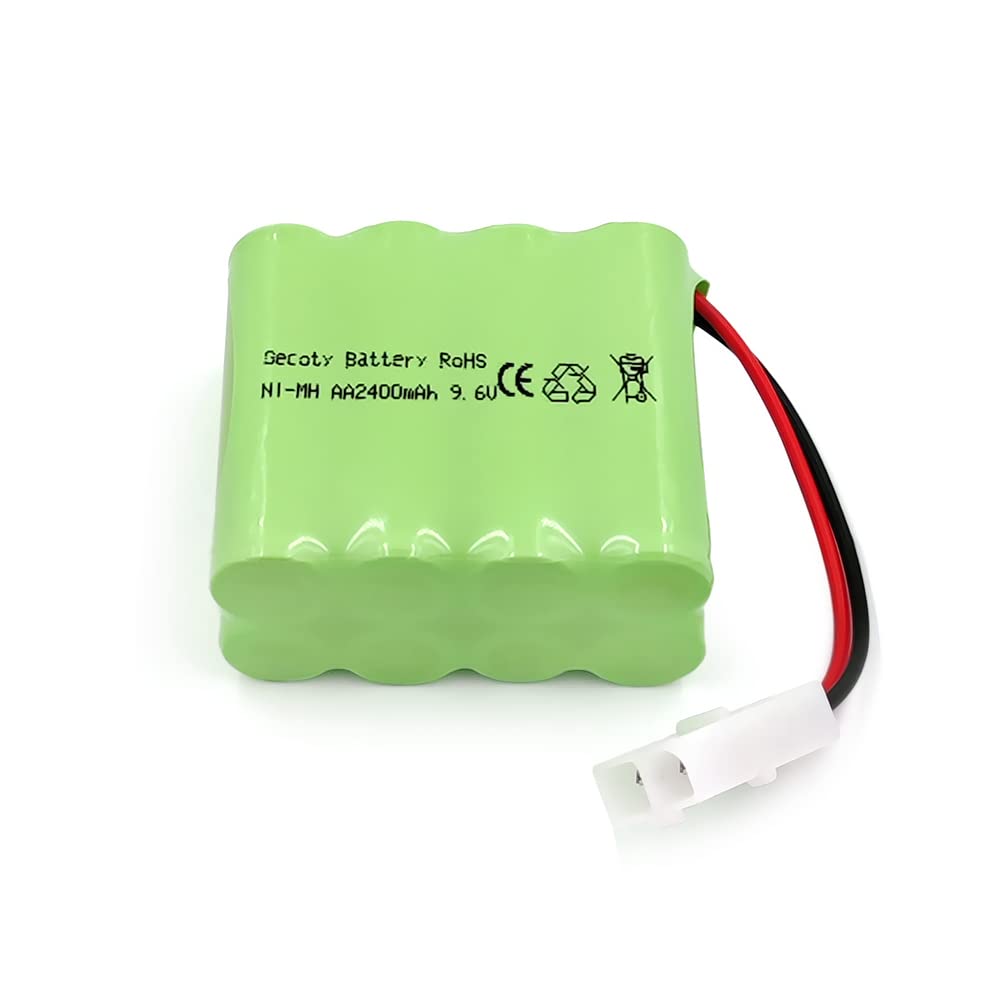 Gecoty 9.6V Ni-MH, 2400mAh Rechargeable Battery with KET-2P Plug and Charging Cable, Suitable for Many Types of RC Giant Trucks, RC Battle Tanks, and
