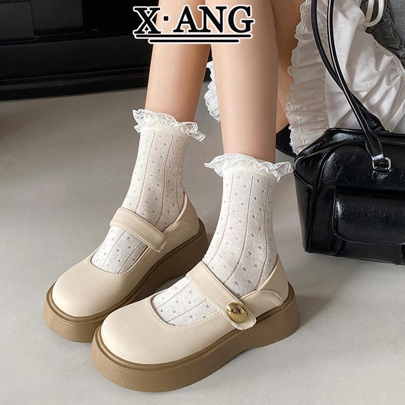 Leather Mary Jane Shoes Women's Shoes Autumn New Small Leather Shoes Platform Heightening Single Shoes