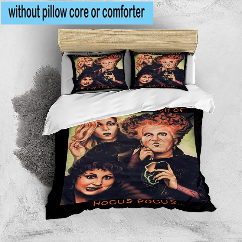 3PCS Hocus witch Halloween Magic 3pcs Bedding,Including 3PCS Duvet Cover And 2pcs Pillowcases Perfect for Christmas,Ideal for Bedroom, Dormitory