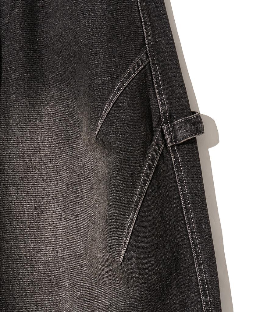 Gakkai Unions Button Flap Dart Balloon Denim Pants Black