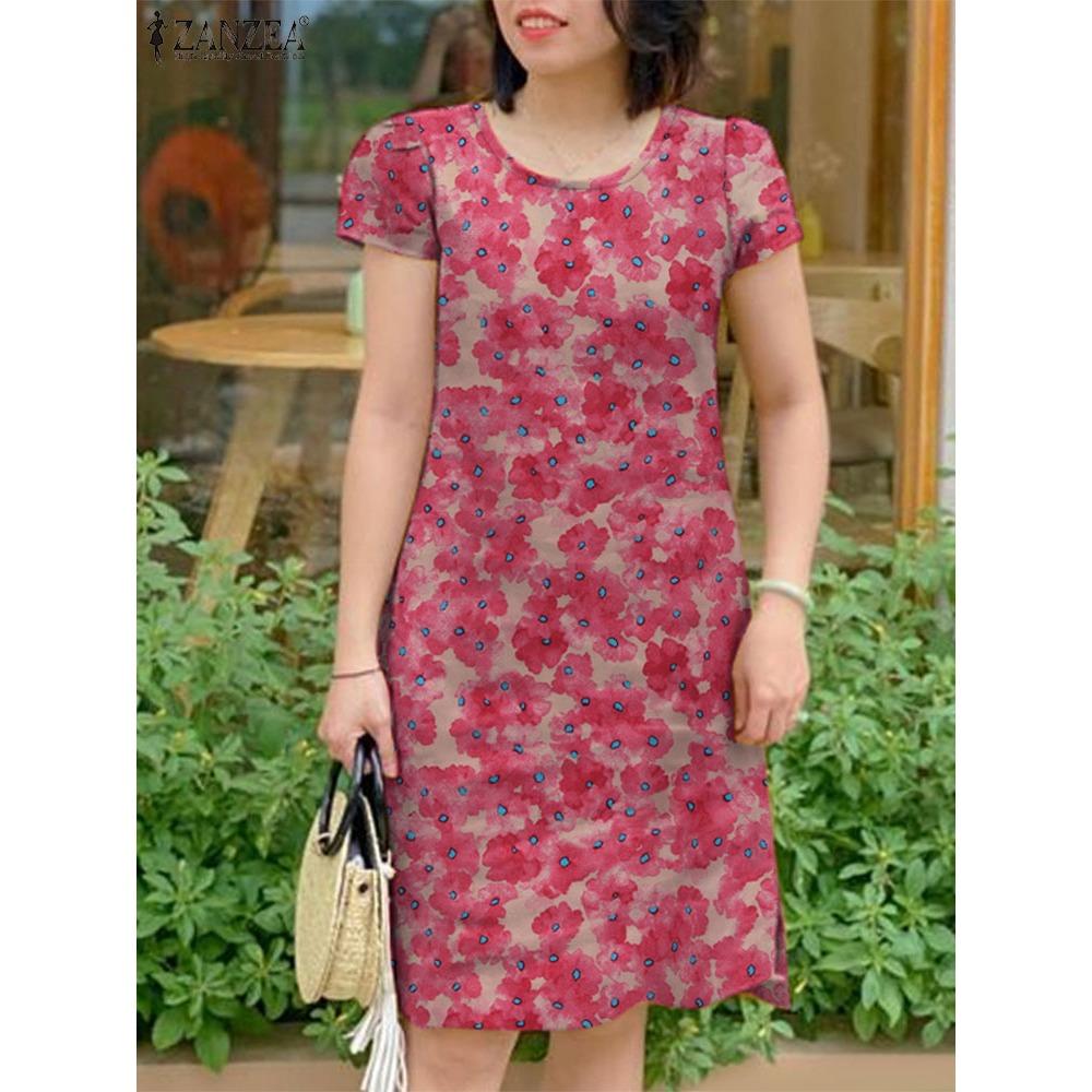 

Летнее платье в стиле бохо с цветочным принтом ZANZEA для женщин с коротким рукавом и круглым вырезом Vestidos Элегантный праздничный сарафан для вечеринок Повседневные рабочие сарафаны 8XL