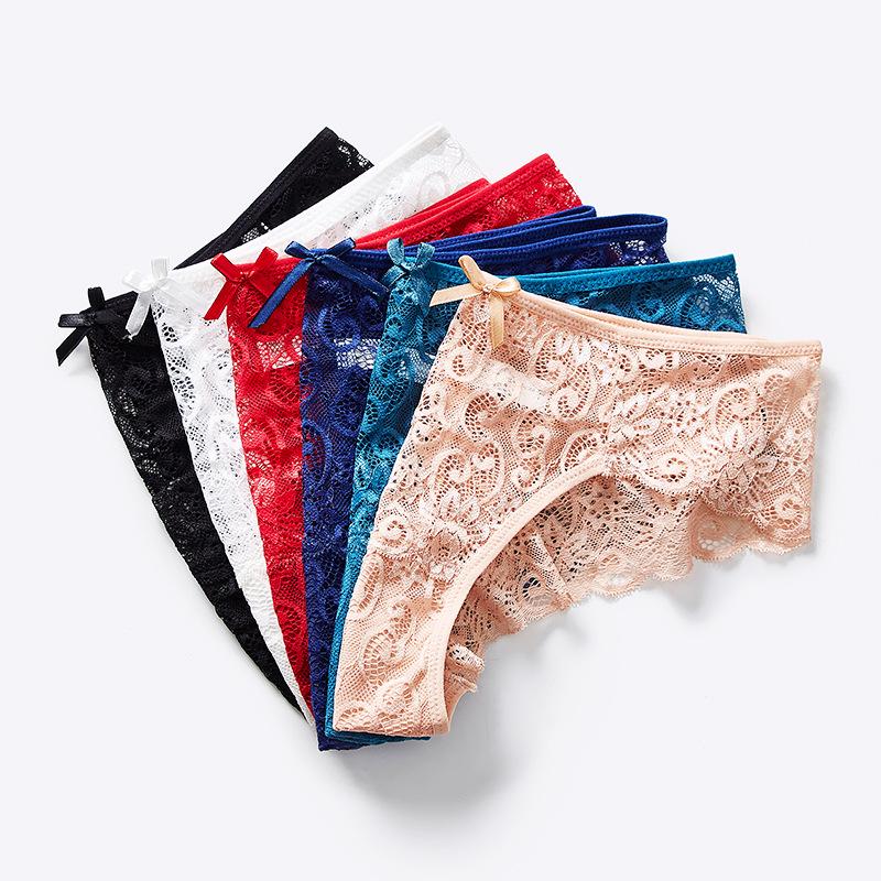 Naadloze kanten slipjes voor dames in grote maten - Sexy, transparant met katoenen kruisje