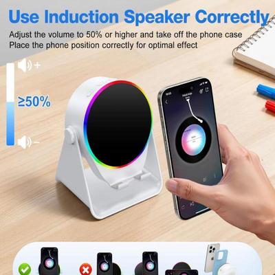 Bluetooth Wireless Induction Speaker Phone Holder Rgb & Rotating 360° With Power Bank