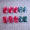 Christmas Nail Art Wear Nail Art Sweet Color Striped Glitter Snowflake Leaf Short Nail Art Wear
