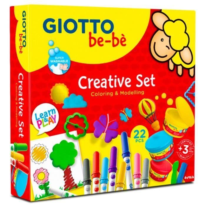 Kit créatif - GIOTTO - Coloriage et modelage - 22 pièces - Pour enfants à partir de 3 ans - Multicolore chiaro