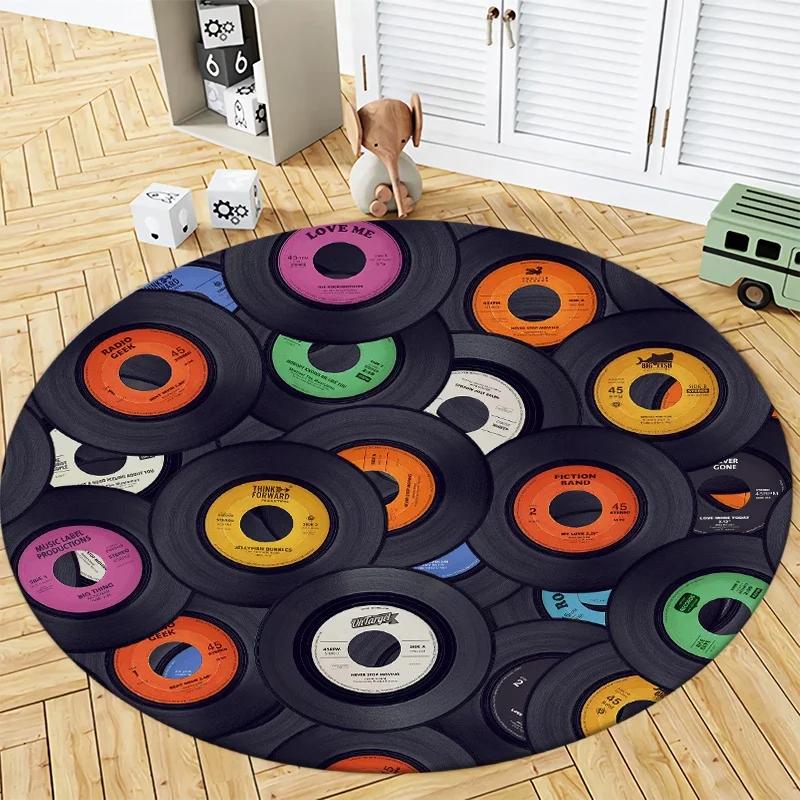 Music Studio Round Carpet Drum Set Bedroom Door Mats Rock Hip Hop Musical Living Room Decoration Gift Area Rug Home Floor Mat