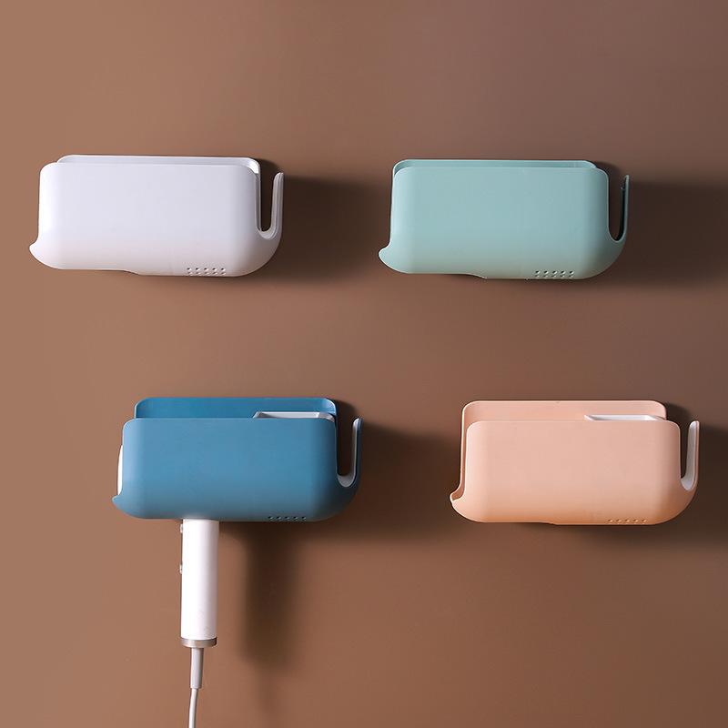 Wall-mounted Scarless Hair Dryer Storage Rack Sorting and Shelving No Need for Drilling or Winding for Storage