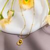 Fashion Natural Tiger's-eye Stone Water Droplet Pendant Necklace Stainless Steel Choker Women PVD Plated Waterproof Jewelry