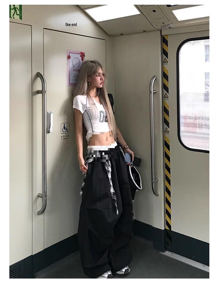 Women's Hip-Hop Wide-Leg Butt Flap Pants - Loose, Slimming, Drape Casual Mopping Style