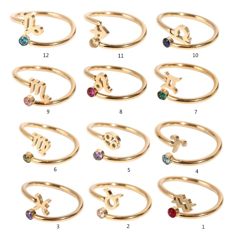 Unique Zircon Constellations Rings Adjustable Finger Rings Fashion Open Rings Statement Jewelry Simple Knuckles Rings
