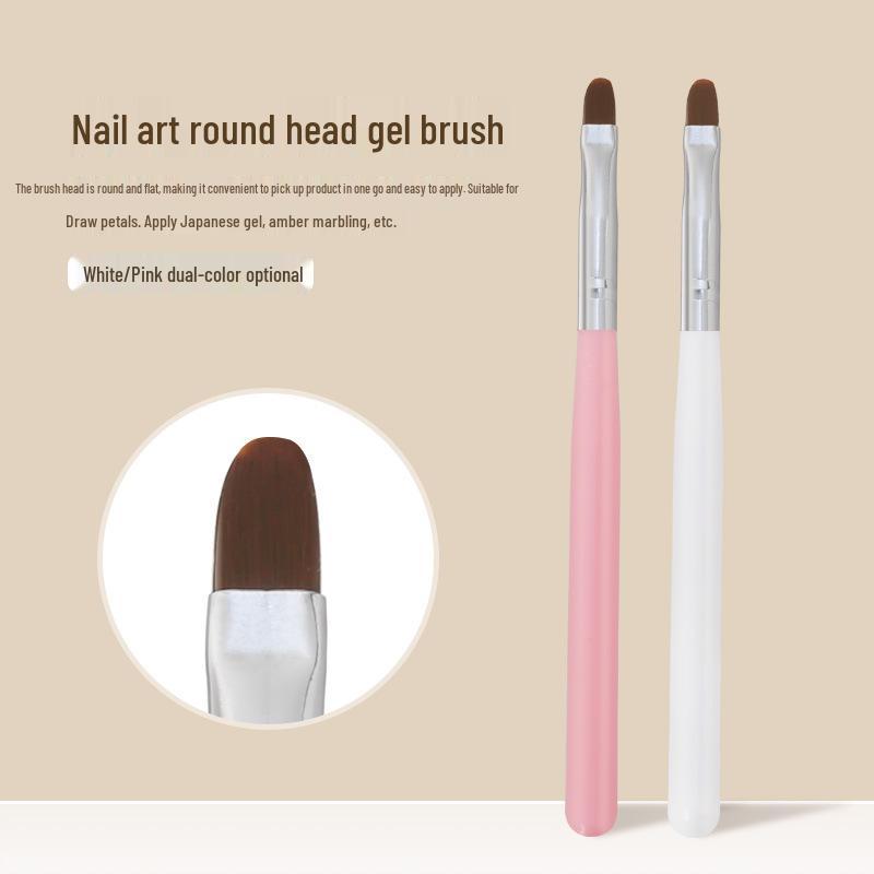 

White Handle Round Gel Nail Art Brush