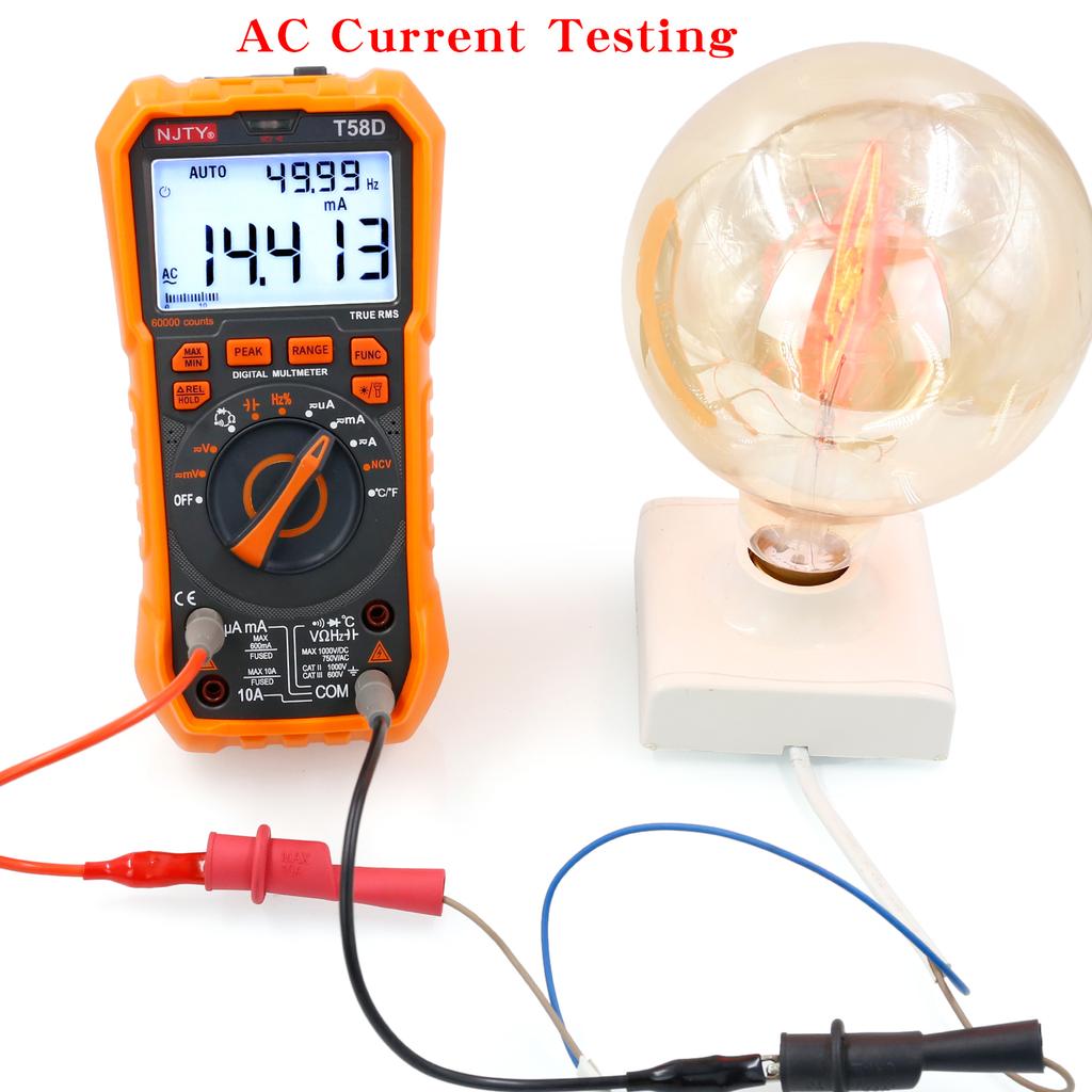 T-58D Hochpräzisions-Digitalmultimeter, 60.000 Zählungen, Intelligenter Überlastschutz, Universelles Messgerät für Zuhause/Profis