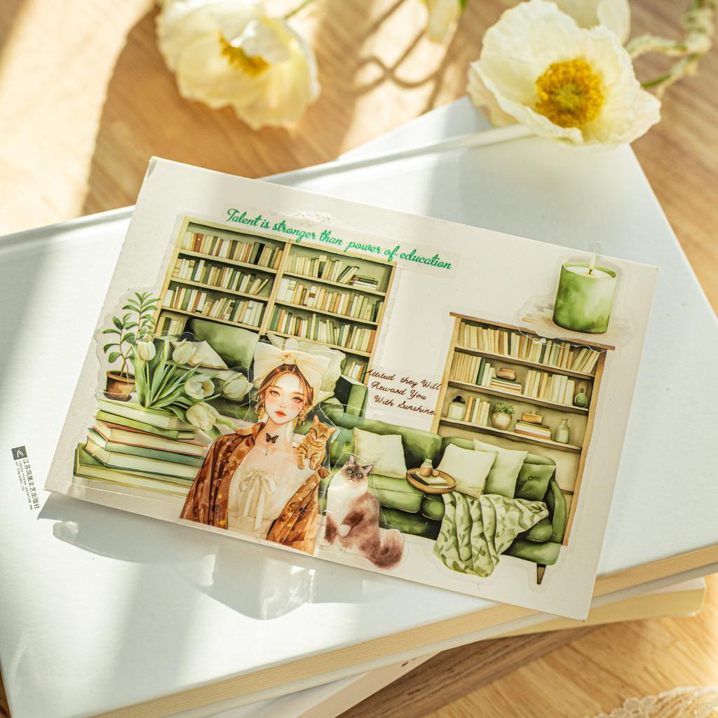 20 pièces Autocollants Décoratifs Vintage INS Reading books en PET Créativité diy Journal Album Scrapbooking Junk Journal Fournitures