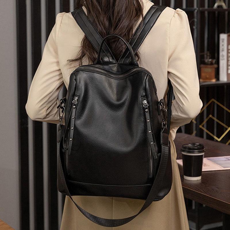 IELGY женский корейский стиль простой рюкзак из мягкой кожи для отдыха и путешествий — фото 3