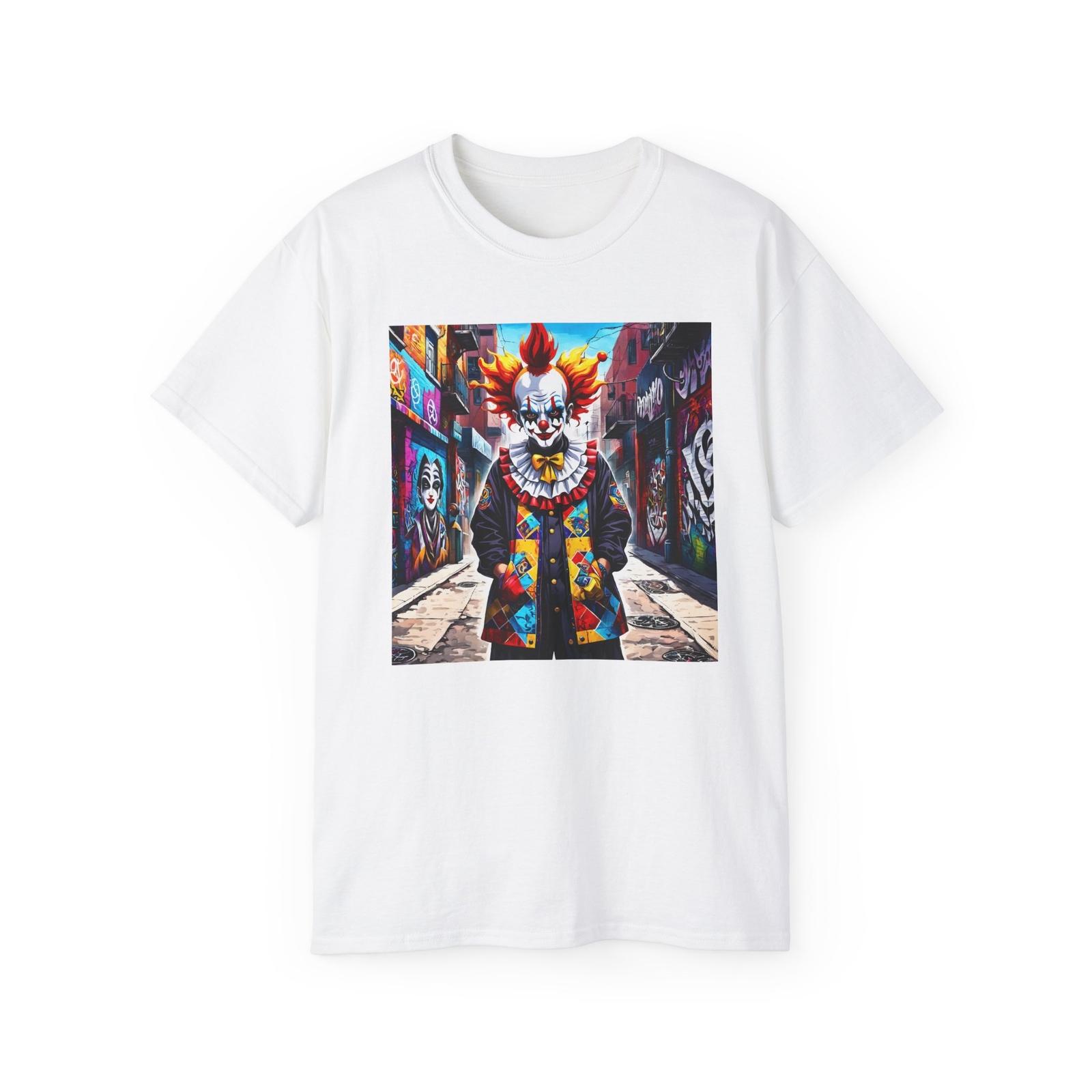 

Clown Graphic Tee, Funny Circus Shirt, Colorful Unisex Cotton Top, Jester 5XL різнокольоровий