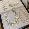 Vintage diamond-accented diamond heart bracelet, necklace, and earrings fashion jewelry set